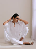 Thumbnail for trueBrowns White Dobby Boxy Fit High Low Co-Ord Set - Distacart