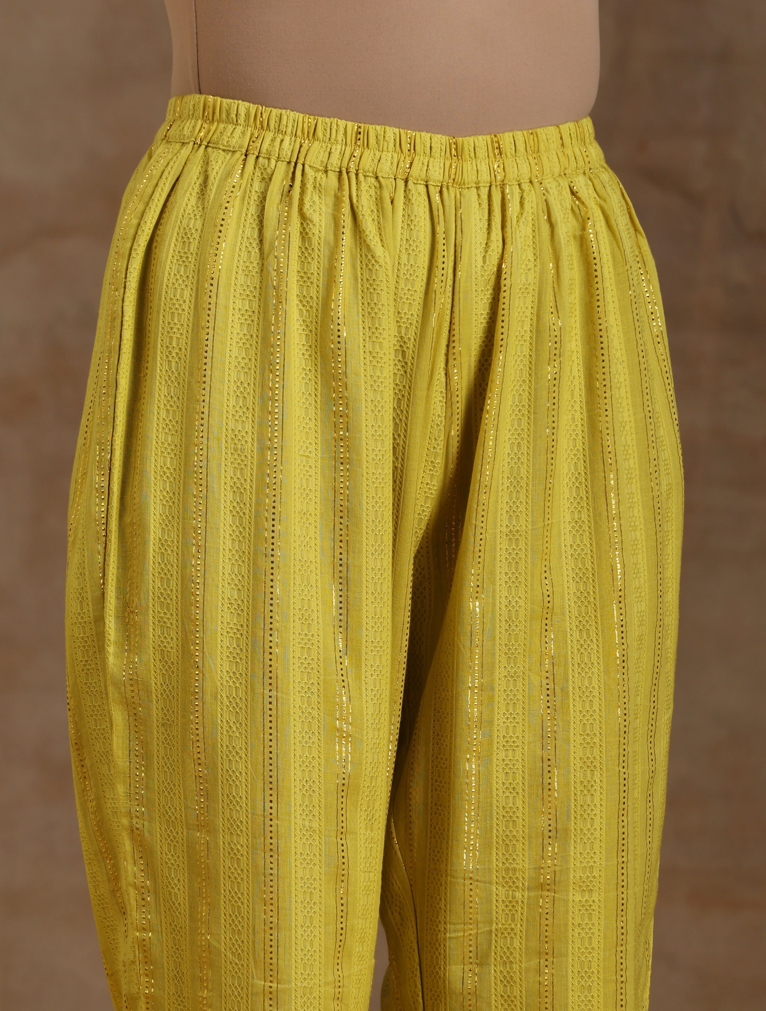 trueBrowns Lime Gold Cotton Oversized Round Co-Ord Set - Distacart