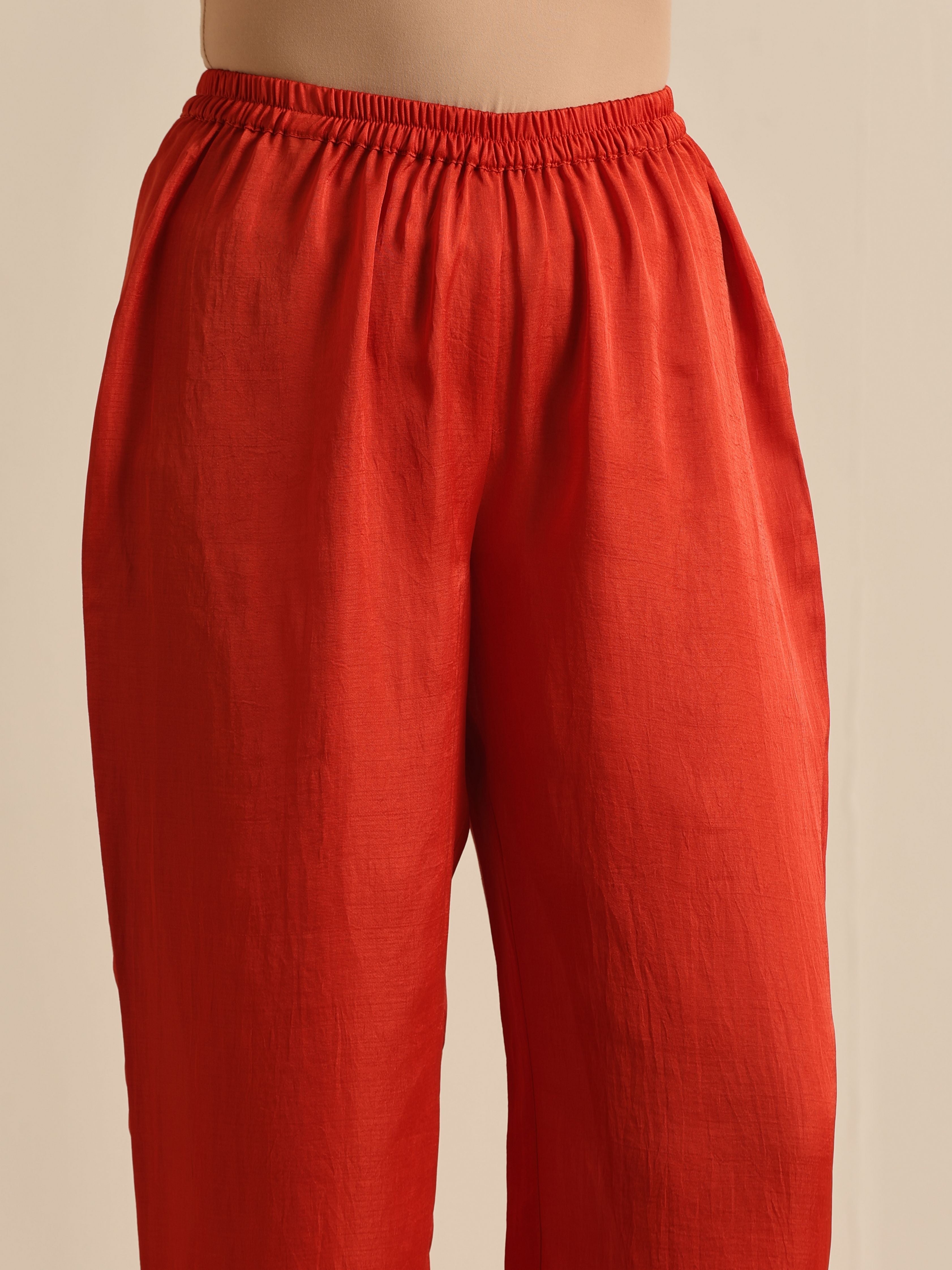 trueBrowns Rust Silk Blend Short Co-Ord Set - Distacart