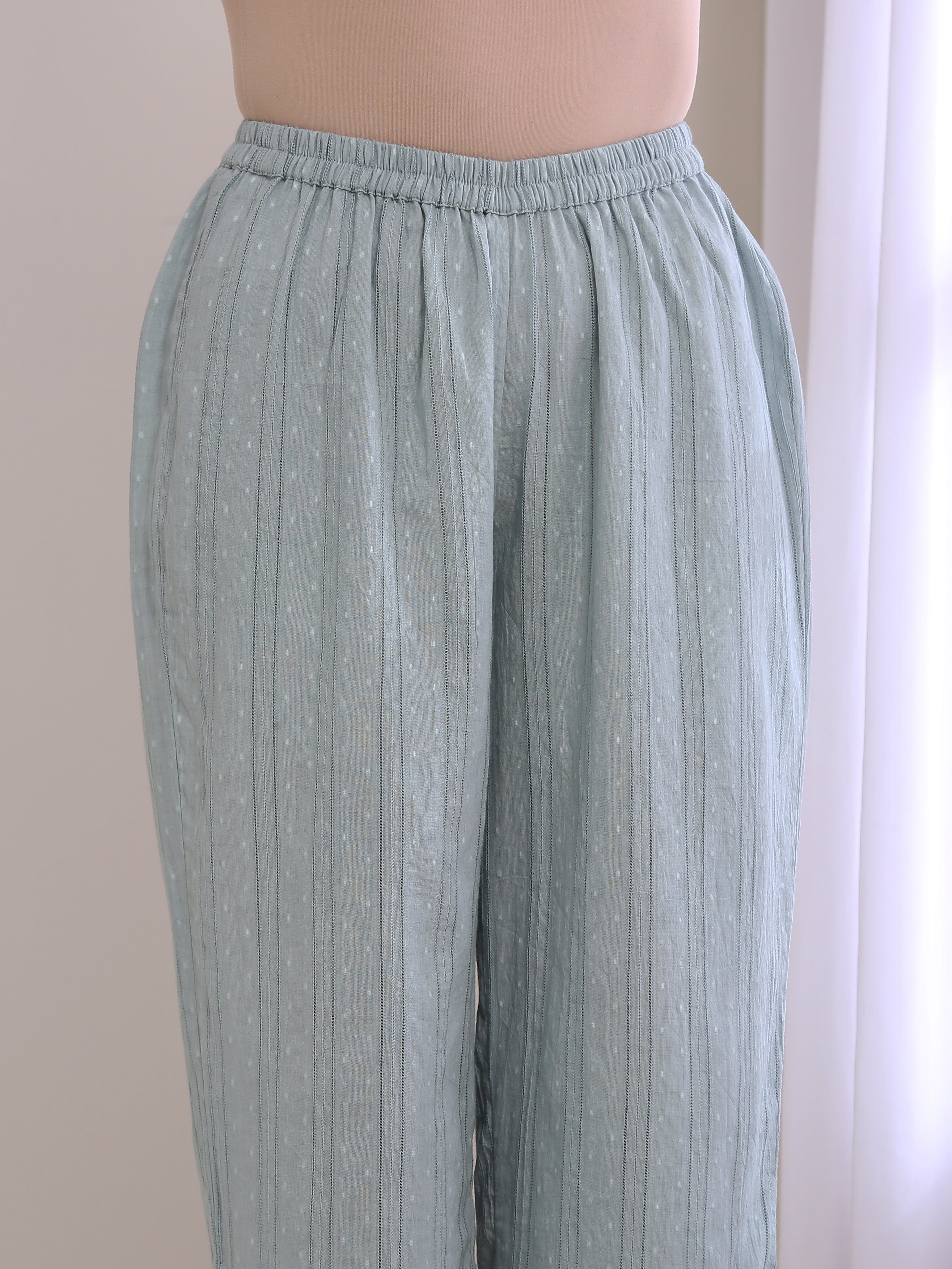 trueBrowns Eggshell Blue Dobby Relaxed Fit Co-Ord Set - Distacart