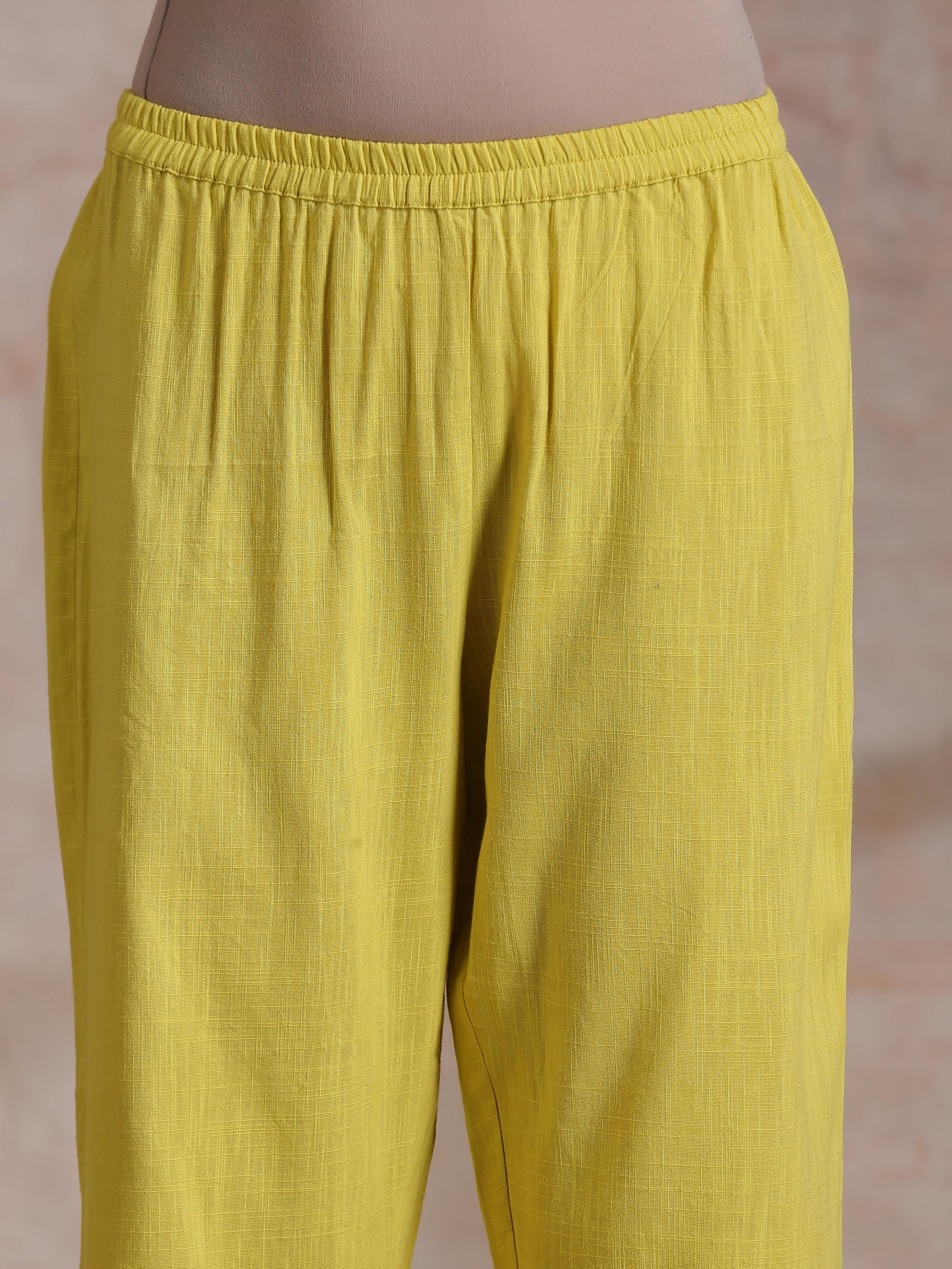 trueBrowns Lime Pink Zig-Zag Lines Print Cotton Kurta Pant Set - Distacart