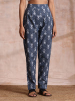 Thumbnail for trueBrowns Grey On Grey Ikat Print Cotton Pant Suit Set - Distacart