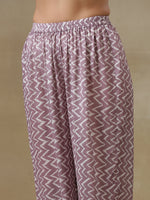 Thumbnail for trueBrowns Dark Mauve Bandhani Printed Silk Collared Co-Ord Set - Distacart