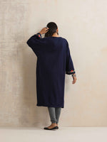 Thumbnail for trueBrowns Blue Kashmiri Embroidered Woollen Phiran Kurta - Distacart
