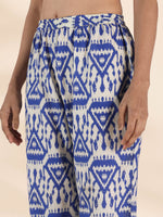 Thumbnail for trueBrowns Blue Cotton Ikat Sleeveless Co-ord Set - Distacart