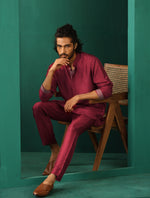 Thumbnail for trueBrowns Men's Purple Silk Co-ord Set - Distacart