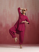 Thumbnail for trueBrowns Magenta Cotton Kurta Co-ord set - Distacart