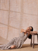 Thumbnail for trueBrowns Clay Dabu Buta Print Cotton Sleeveless Wrap Dress - Distacart