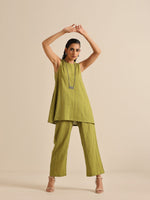 Thumbnail for trueBrowns Green Dobby Sleeveless Co-Ord Set - Distacart