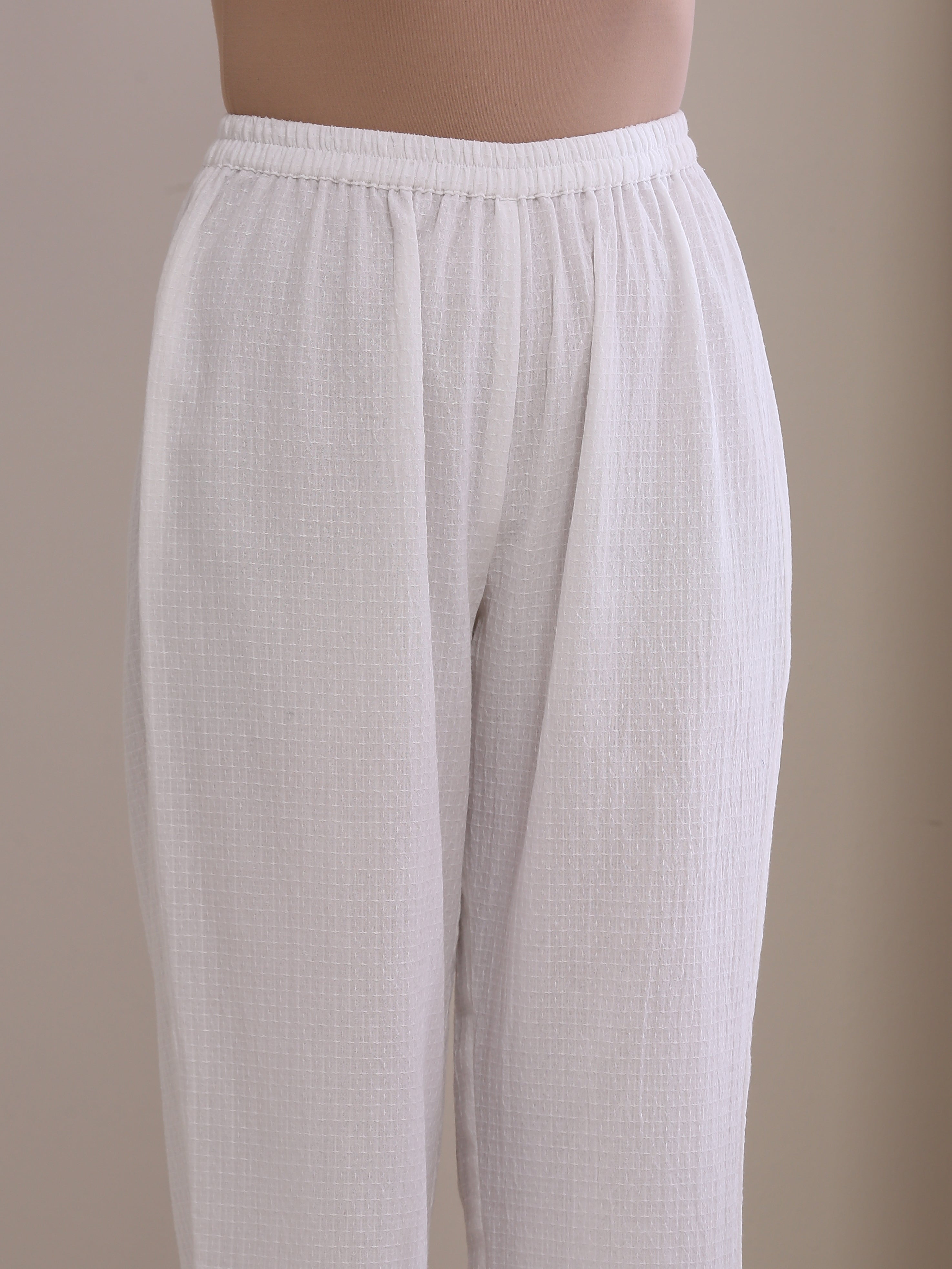 trueBrowns White Dobby Baggy Sleeve Co-Ord Set - Distacart