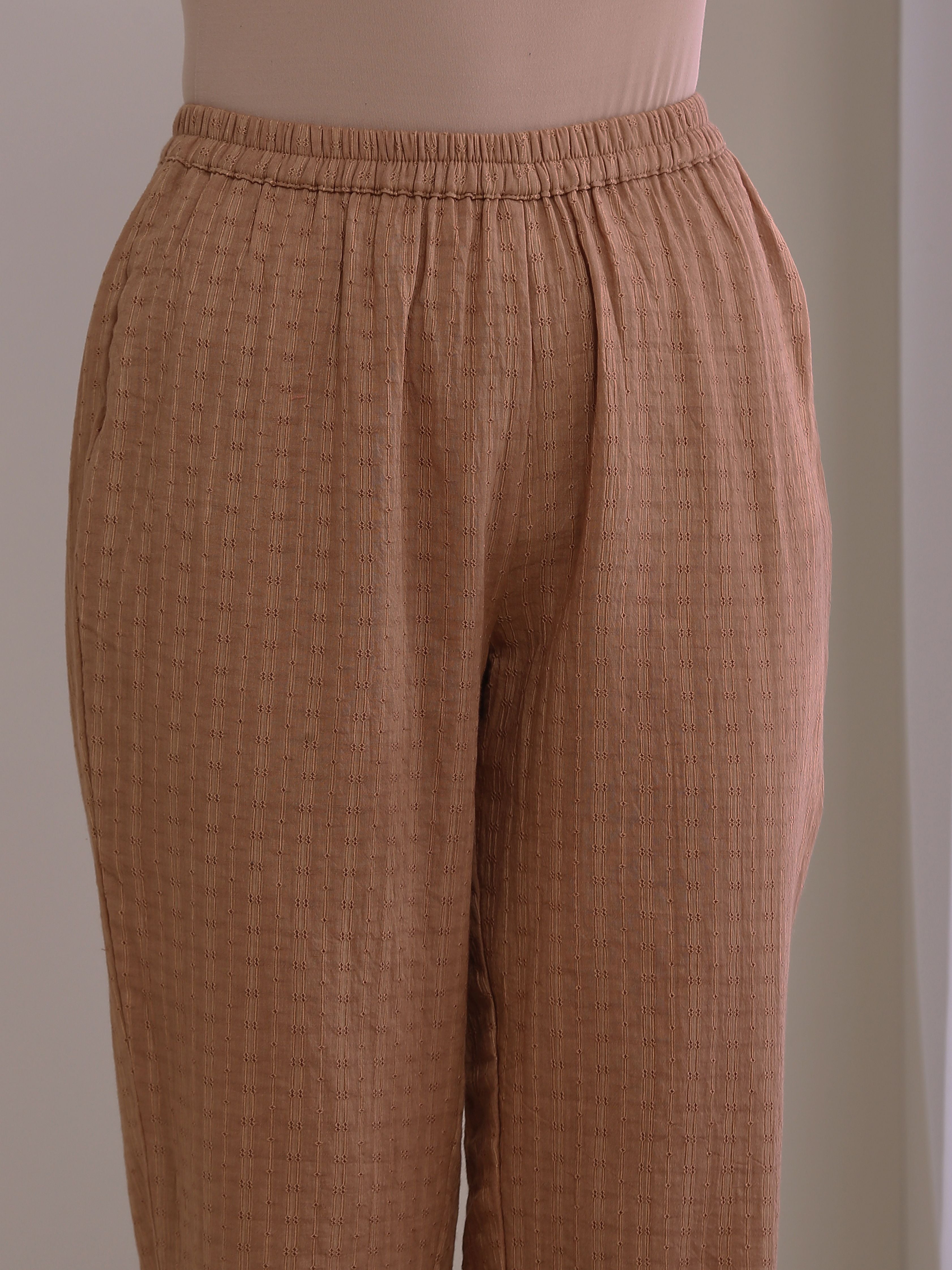 trueBrowns Beige Dobby Boxy Fit High-Low Co-Ord Set - Distacart