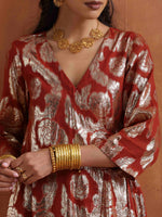 Thumbnail for trueBrowns Rust Metallic Angrakha Kurta Set - Distacart
