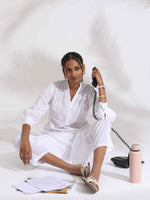 Thumbnail for trueBrowns trueBrown White Cotton Schiffli Kurta Set - Distacart