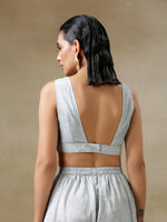 Thumbnail for trueBrowns Grey Bandhani Printed Silk Overlay Jacket Blouse Pant Set - Distacart