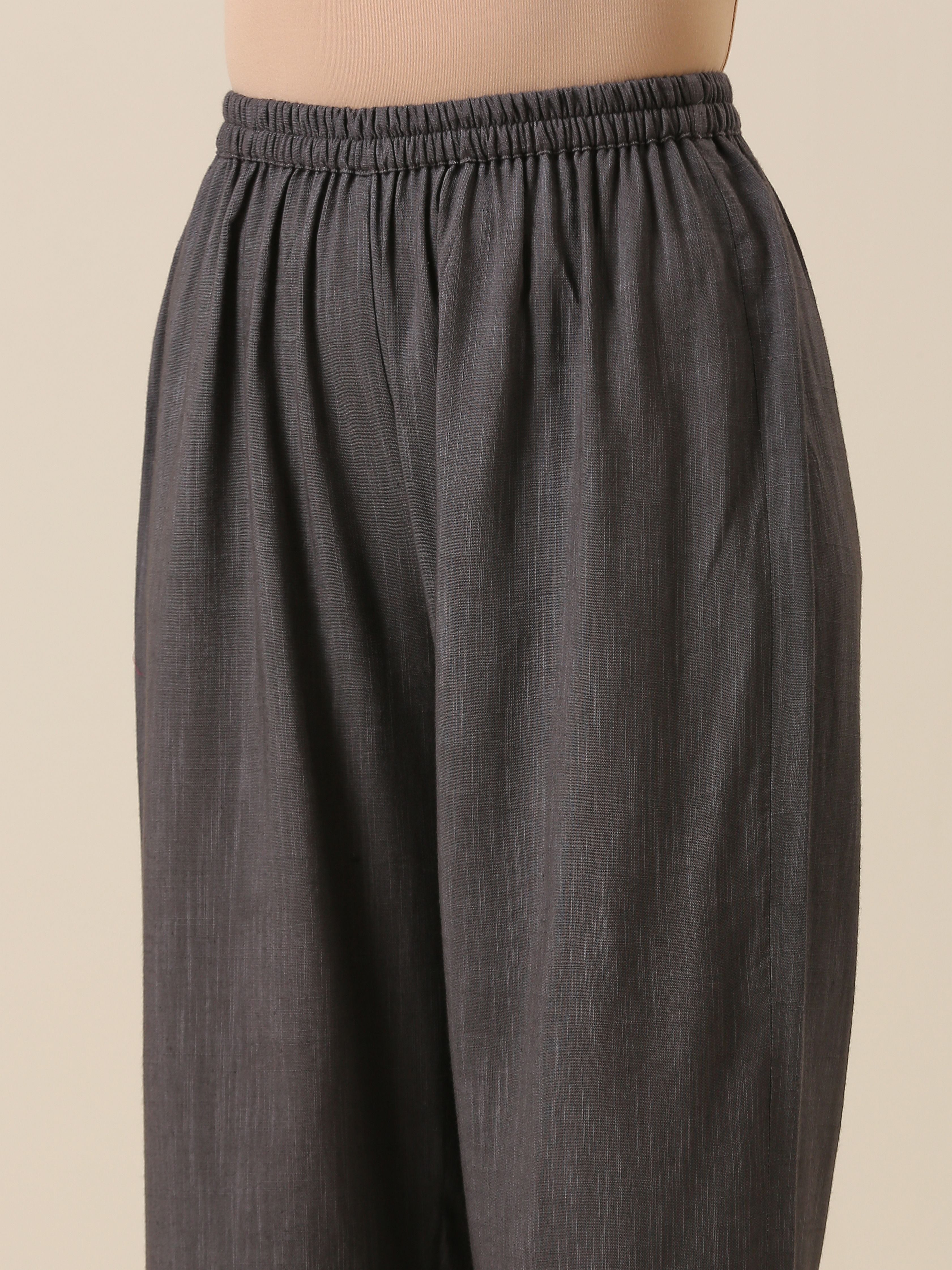 trueBrowns Plum Purple Slub Texture Sleeveless Kurta Pant Set - Distacart