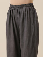 Thumbnail for trueBrowns Plum Purple Slub Texture Sleeveless Kurta Pant Set - Distacart