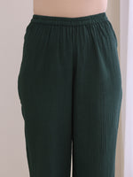 Thumbnail for trueBrowns Dark Green Dobby Relaxed Fit Co-Ord Set - Distacart