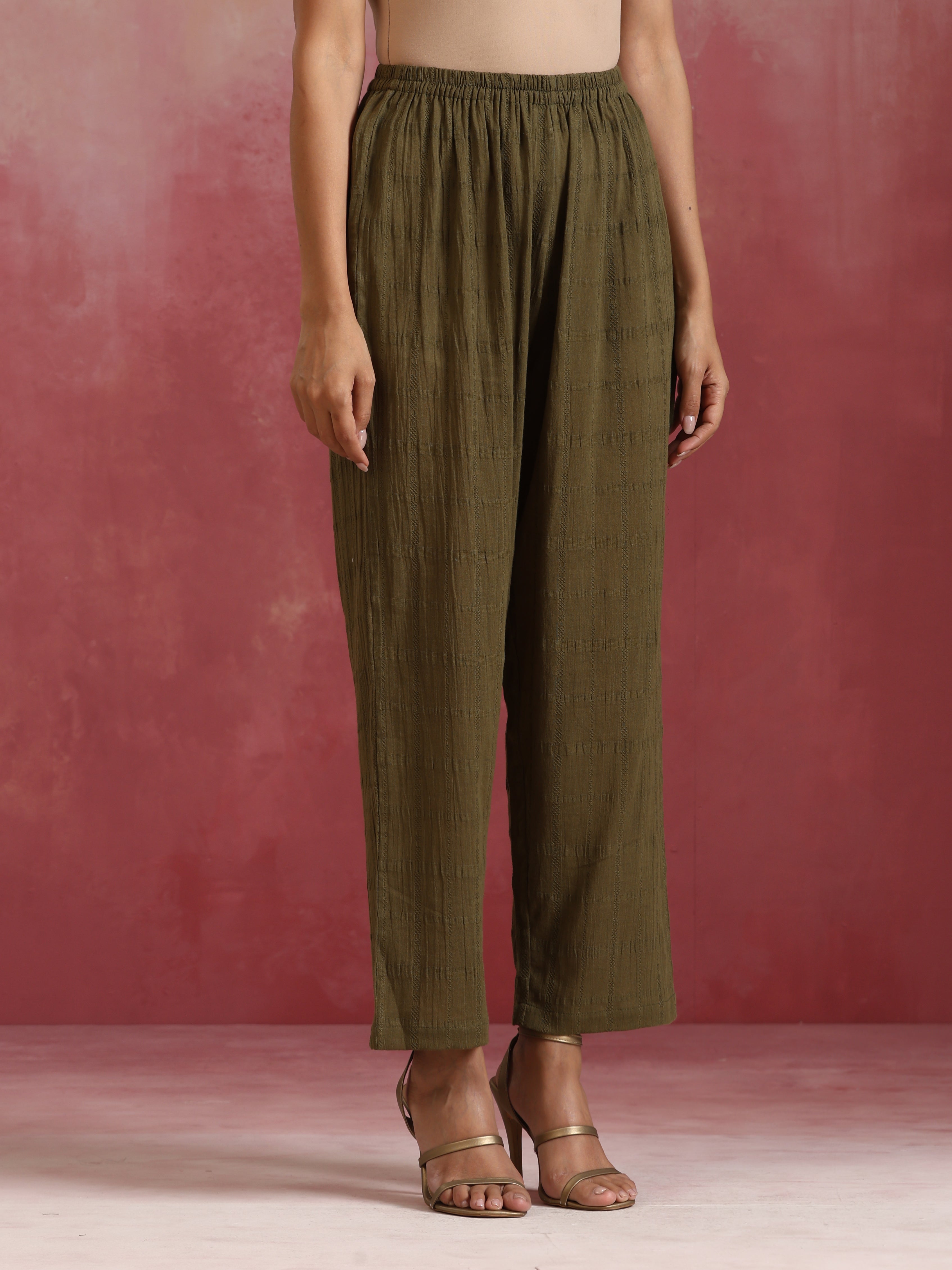 trueBrowns Olive Cotton Dobby Dobby Co-ord set - Distacart