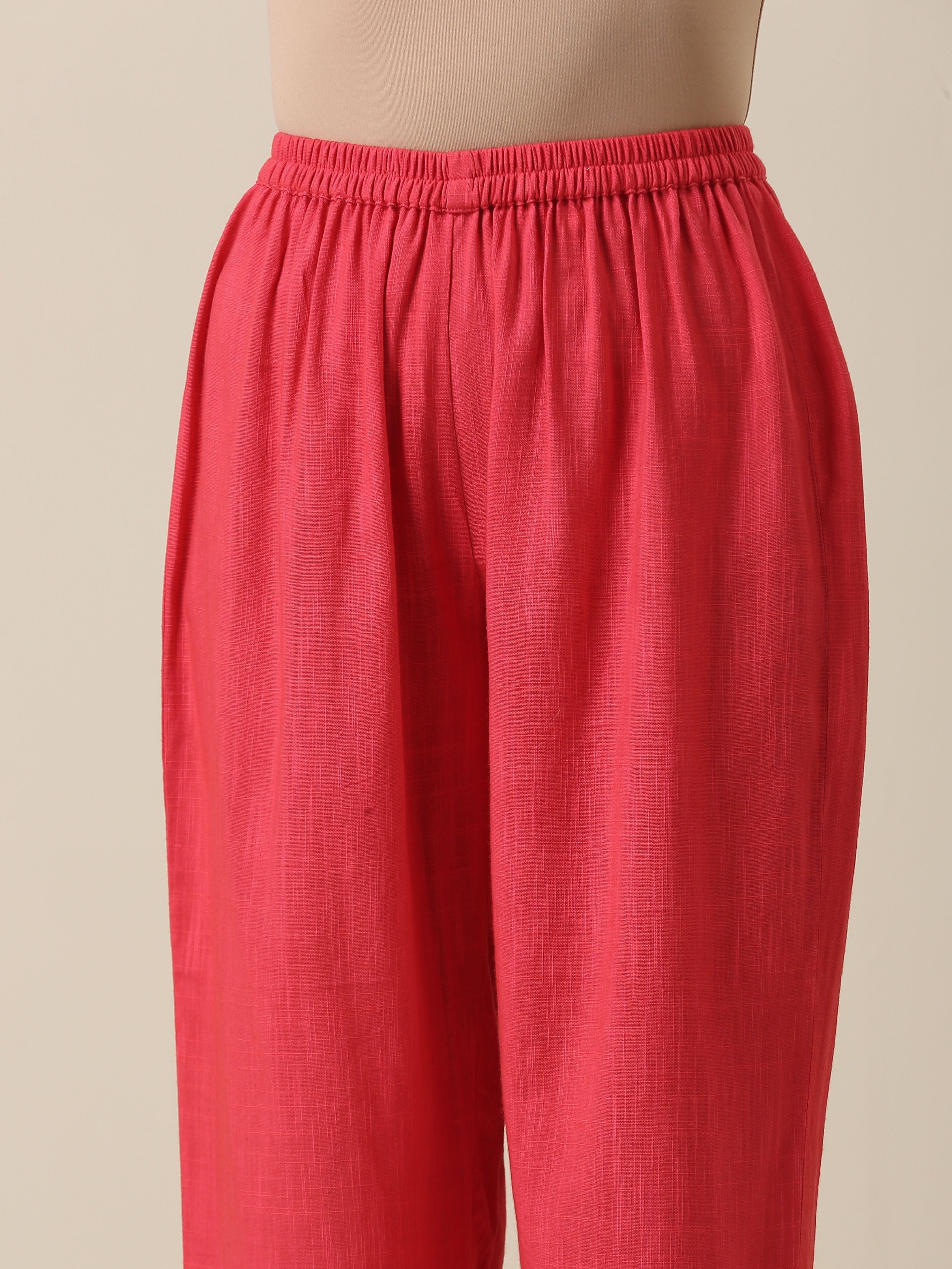 trueBrowns Bright Pink Slub Texture Baggy Sleeve Co-Ord Set - Distacart