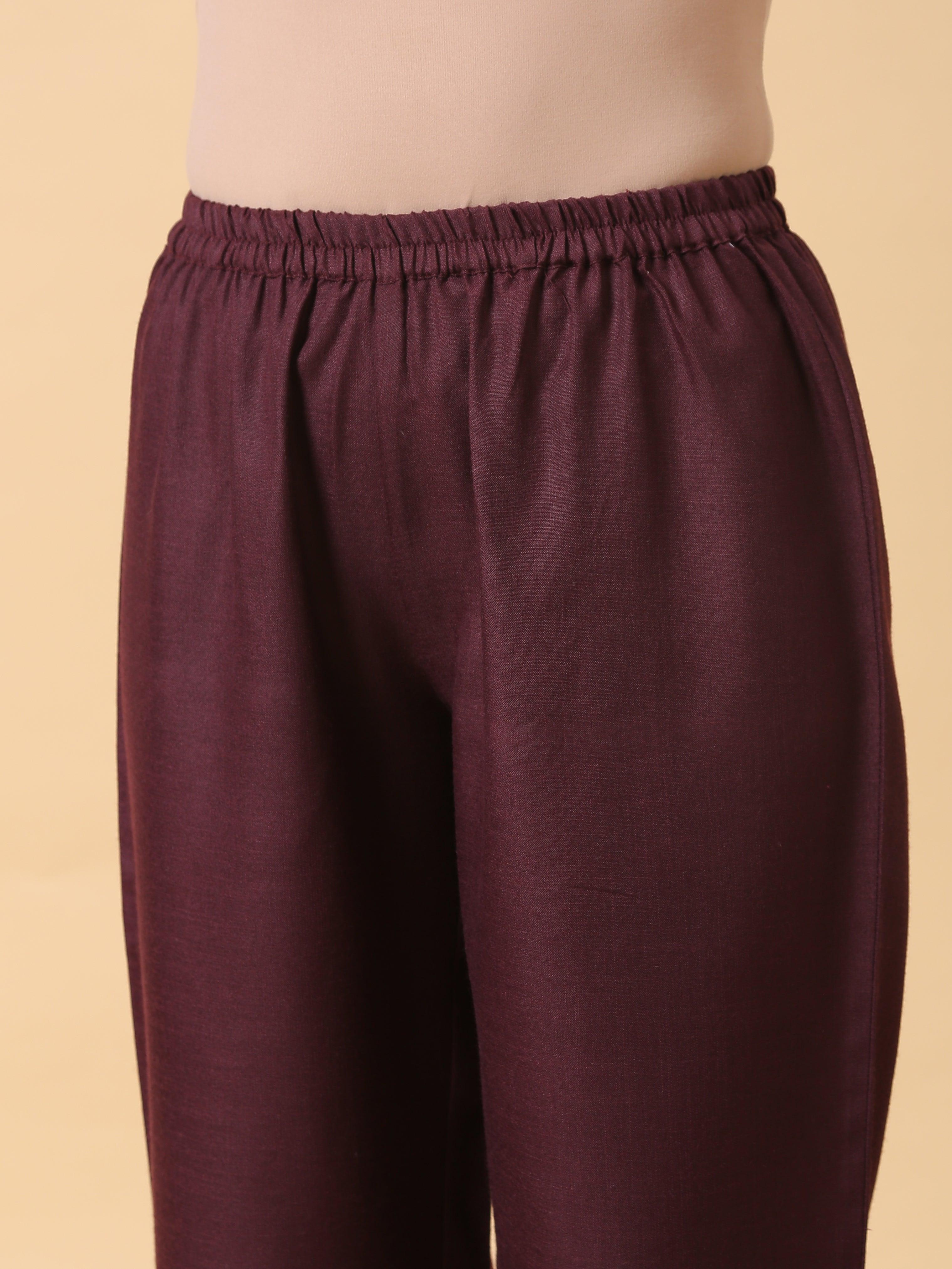 trueBrowns Cotton Linen Purple Boxy Fit Co-Ord Set - Distacart