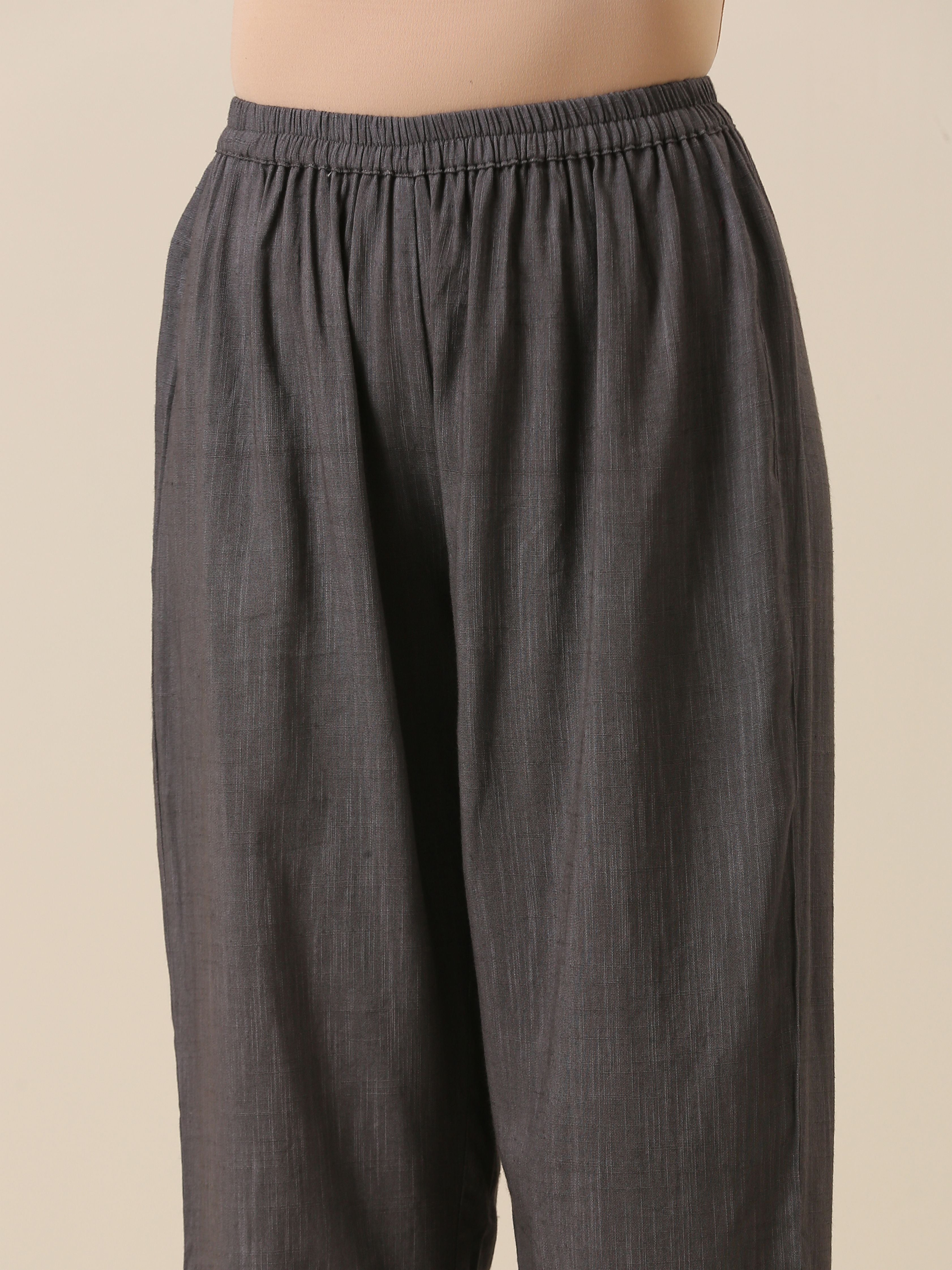 trueBrowns Mustard Yellow Slub Texture Neck Pleat Kurta Pant Set - Distacart