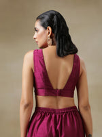 Thumbnail for trueBrowns Purple Textured Silk Overlay Jacket Blouse Pant Set - Distacart