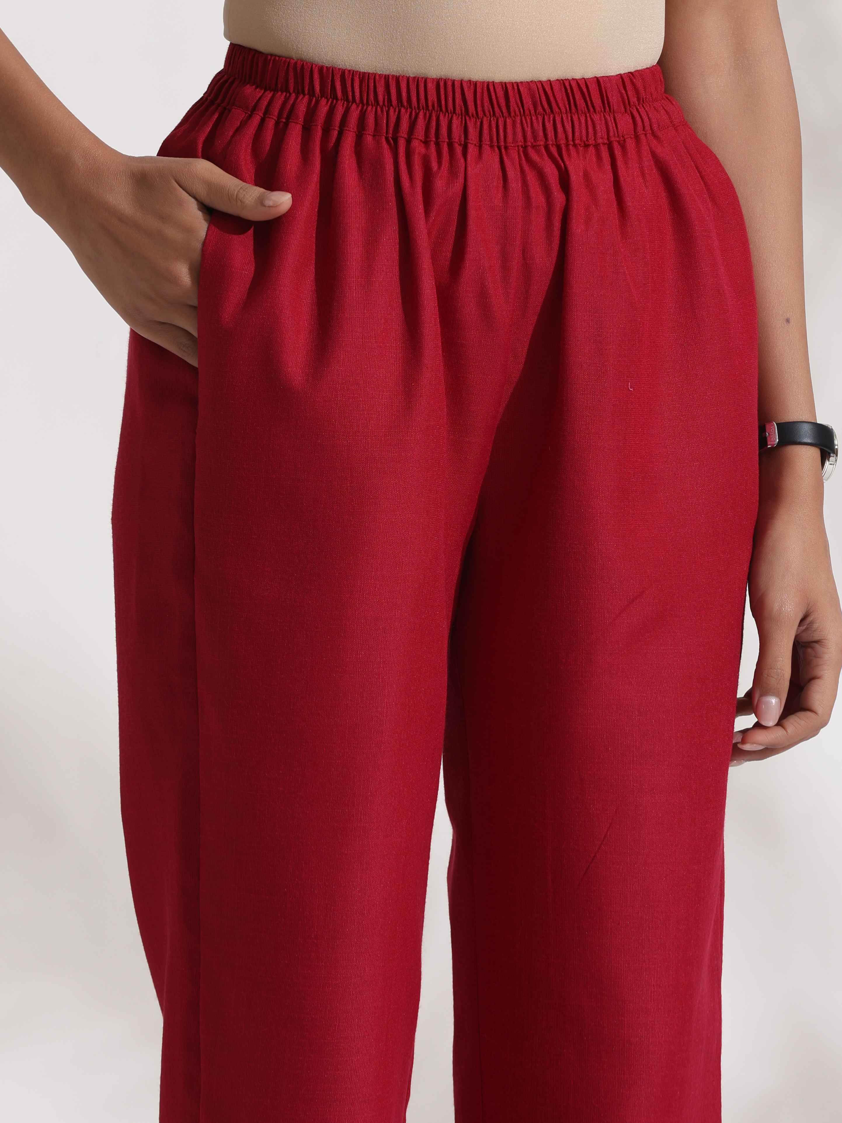 trueBrowns Maroon Slub Co-ord Set - Distacart