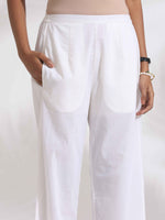 Thumbnail for trueBrowns White Cotton Stripe Print Pleated Kurta Set - Distacart
