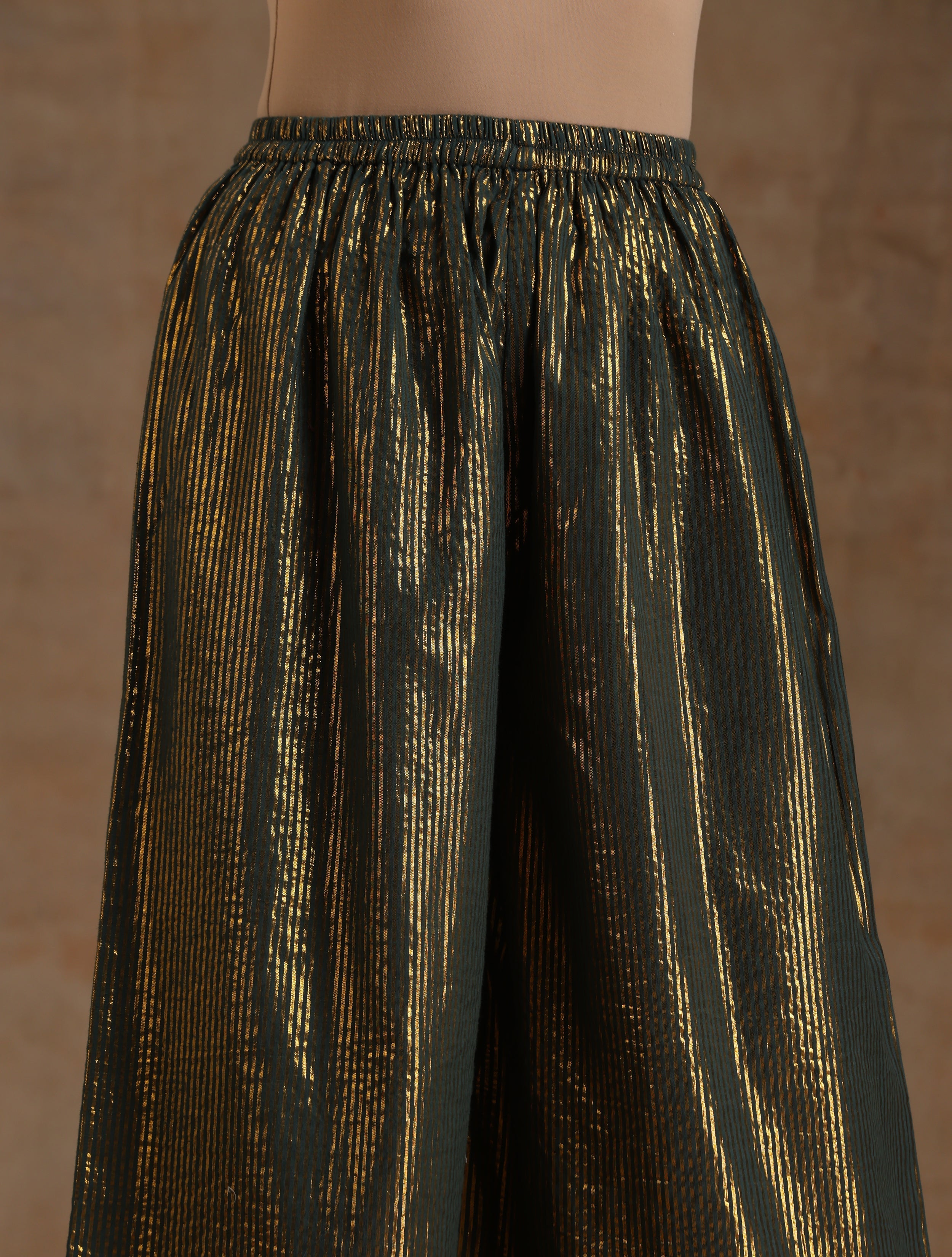 trueBrowns Spectrum Blue Gold Cotton High Slit Kurta Set - Distacart