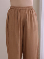 Thumbnail for trueBrowns Beige Dobby Gathered Kurta Pant Set - Distacart