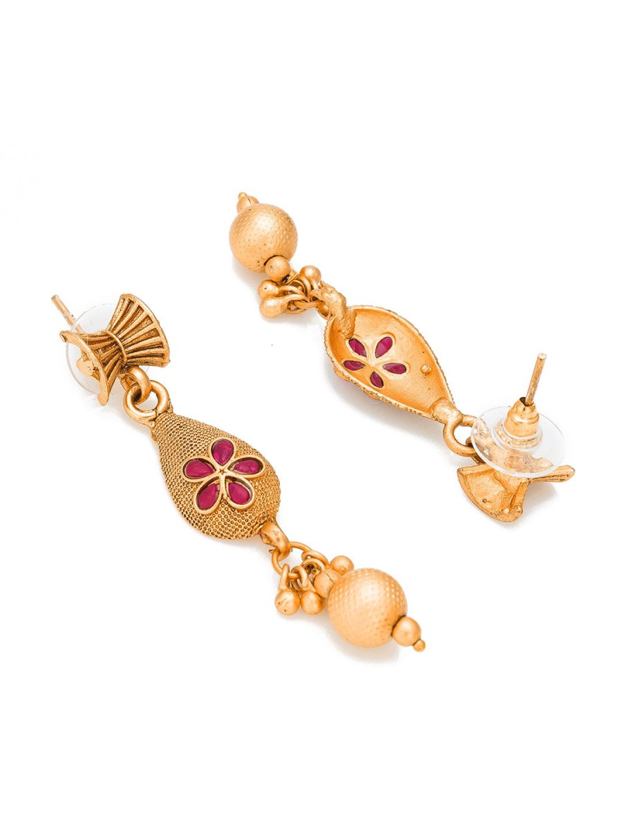 Aadita Gold Plated Temple Choker Ruby Jewellery Set - Distacart