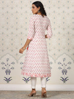 Thumbnail for Ode by House of Pataudi Floral Printed Gotta Patti Pure Cotton A-Line Kurta - Distacart