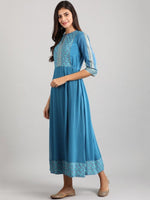 Thumbnail for AURELIA Women Blue Printed Maxi Dress - Distacart