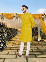 Thumbnail for Even Apparels Men's Pure Cotton Yellow Kurta - Distacart
