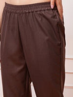 Thumbnail for Vishudh Taupe Ethnic Motifs Printed Regular Kurta with Trouser & Dupatta - Distacart