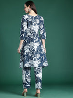 Thumbnail for Indo Era Floral Printed Pure Cotton Kurta with Trousers