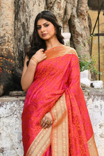 Thumbnail for Joban Fashion Red Pure Katan Pure Handloom Banarasi Silk Saree