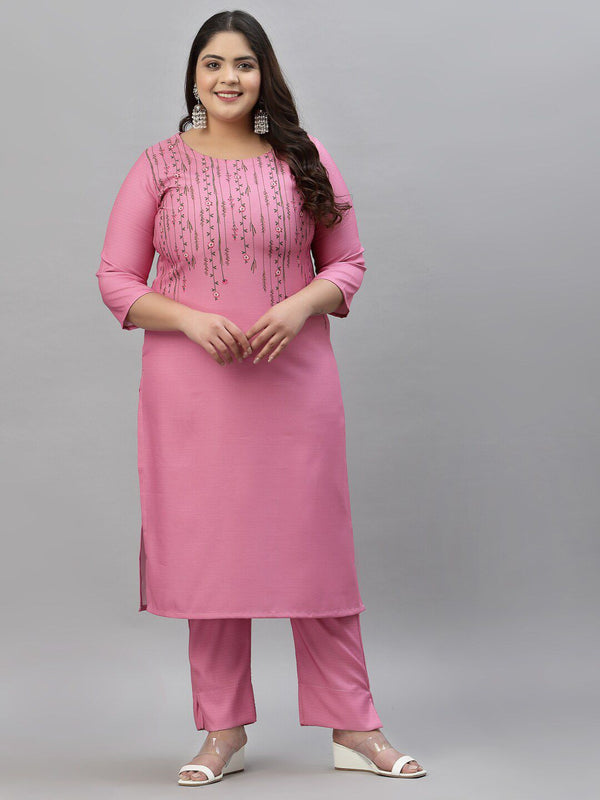 Sztori Plus Size Floral Printed Kurta With Trousers - Distacart