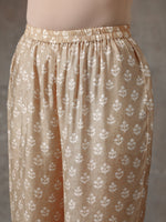 Thumbnail for trueBrowns Beige White Printed Silk Co-Ord Set - Distacart