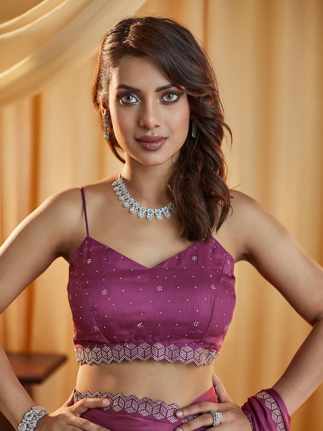 kasee Beads and Stones Pure Chiffon Saree - Distacart