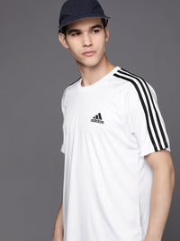 Thumbnail for Adidas Men White Sereno 3-Stripes Brand Logo Printed Football T-shirt - Distacart