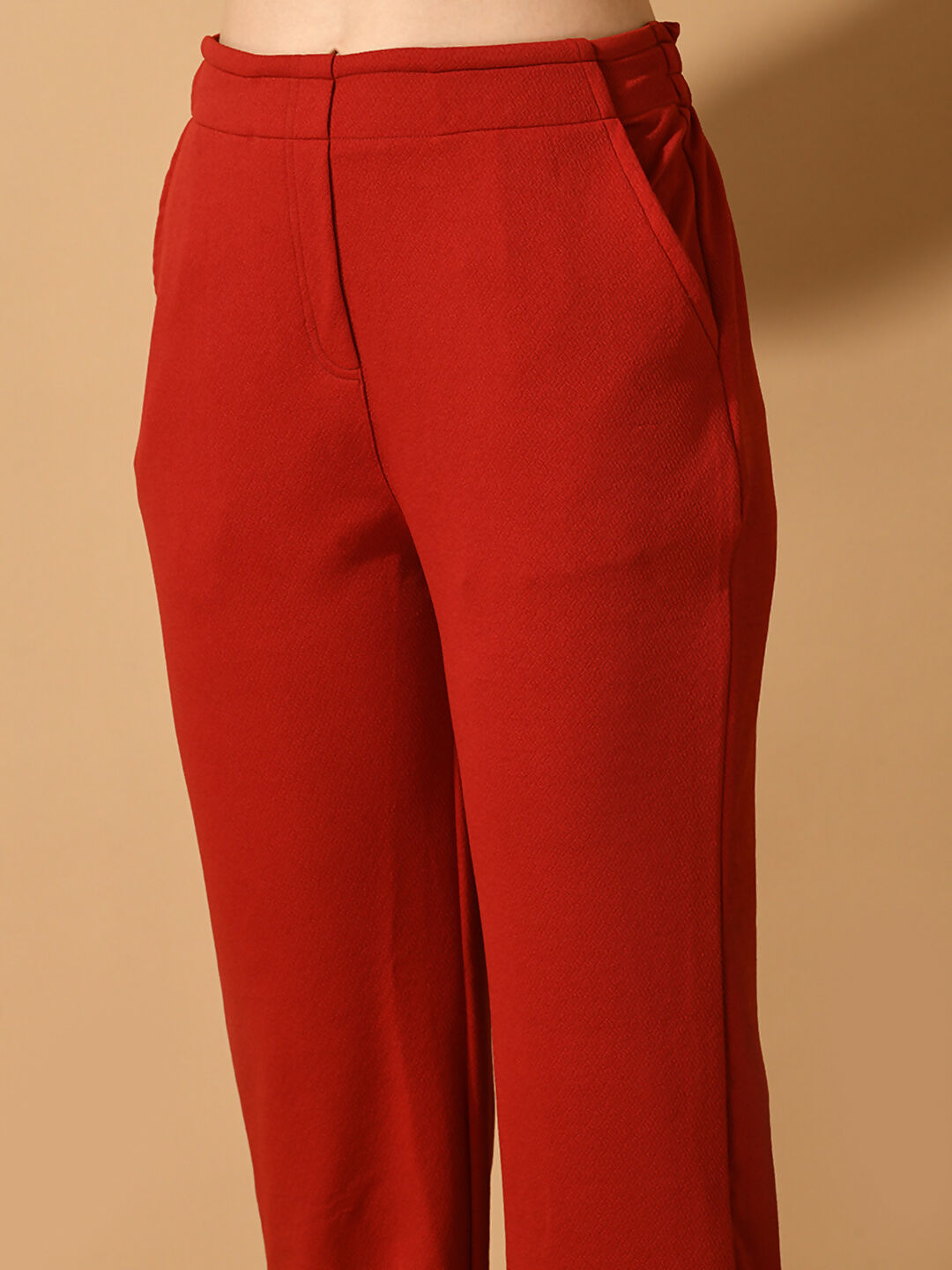 Myshka Women's Red Straight Fit Party Trouser - Distacart