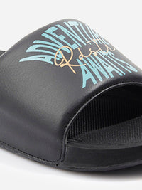 Thumbnail for Roadster The Lifestyle Co. Men Black Printed Slider Flip Flops