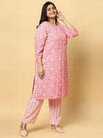 Thumbnail for Sztori Plus Size Ethnic Motifs Printed Pure Cotton Kurta & Trouser - Distacart