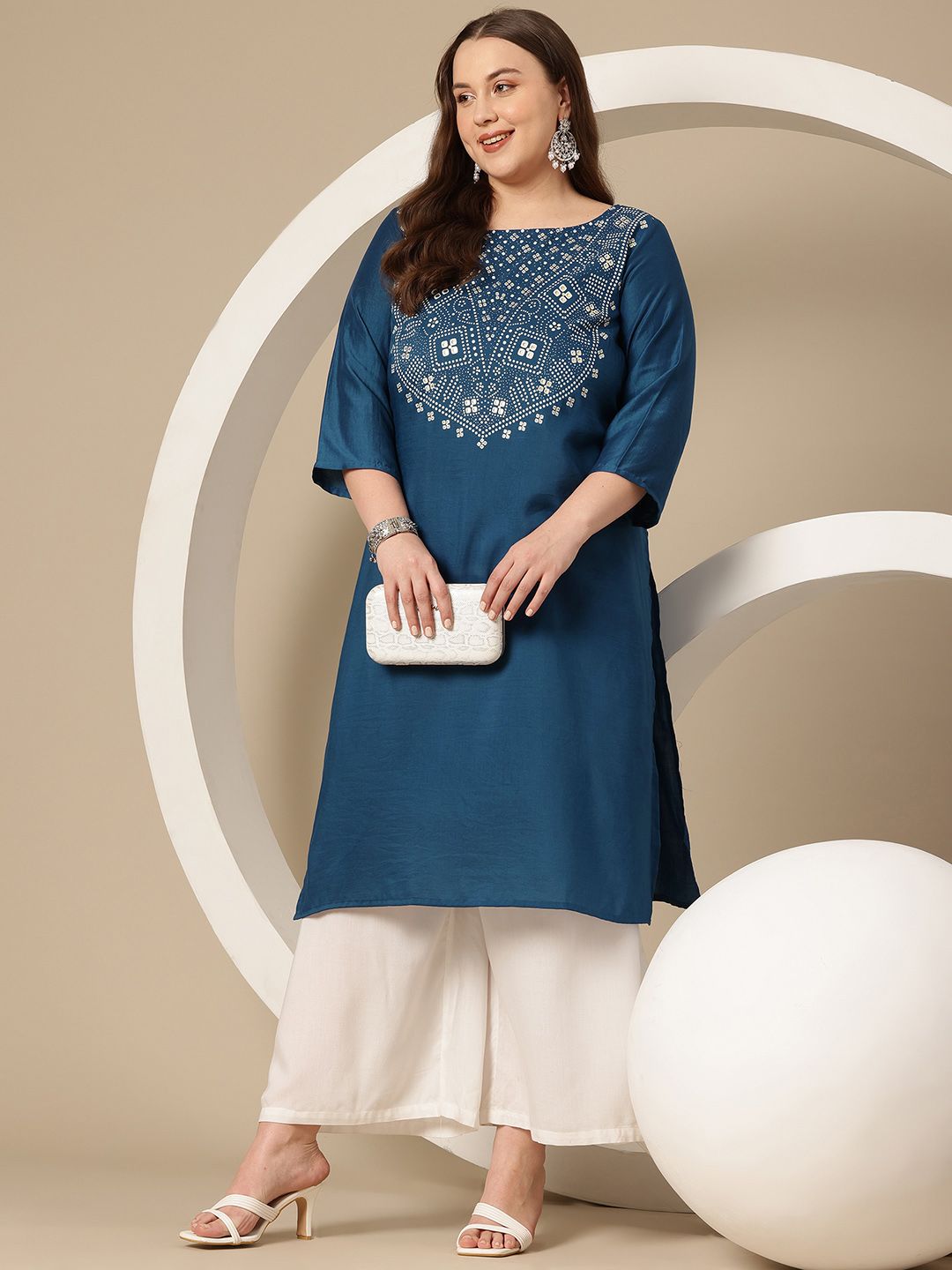 Sztori Plus Size Geometric Printed Kurta - Distacart
