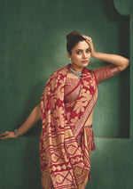 Thumbnail for Joban Fashion Pinkdull Moss Brasso With Kasab Zari Border Saree & Tassels With Brasso Blouse