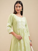 Thumbnail for Vishudh Floral Embroidered A Line Kurta with Palazzos - Distacart
