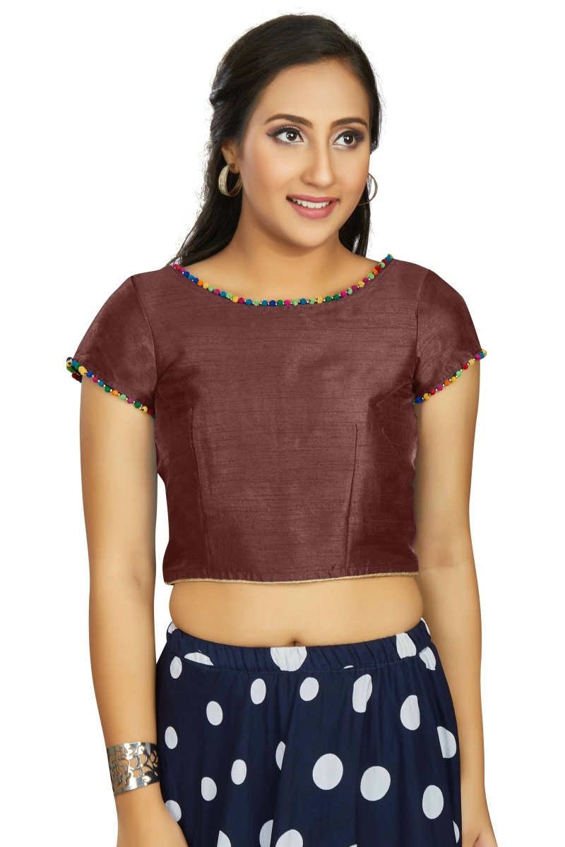 Aastha Fashion Women's Brown Art Silk Designer Party Wear Readymade Blouse - Distacart