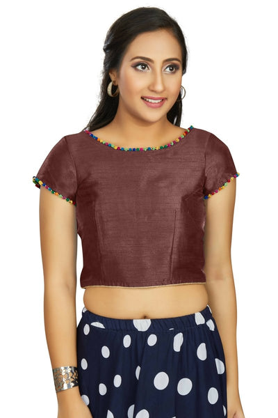 Aastha Fashion Women's Brown Art Silk Designer Party Wear Readymade Blouse - Distacart