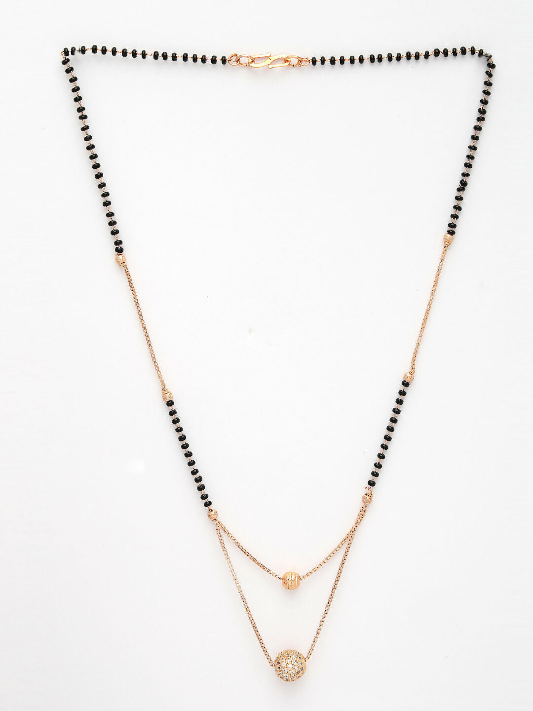 NVR Women's Rose Gold CZ Stone-Studded & Beaded Layered Mangalsutra